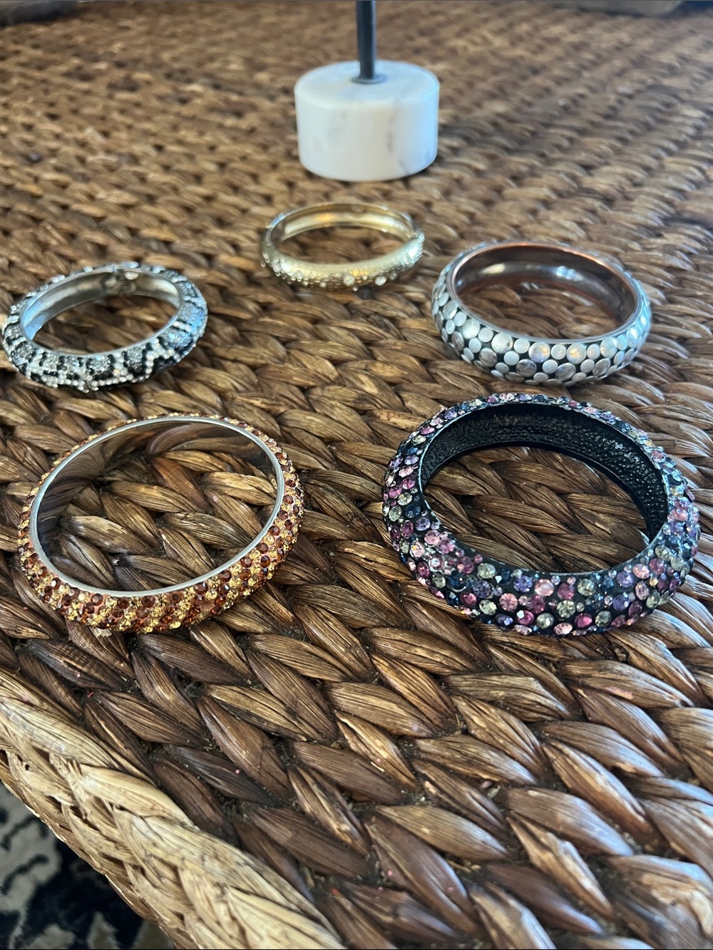 Assorted Women's Multi-Color Crystal Bangle Bracelets - Brand Unknown